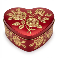 Glanzende roségouden hartvormige blikken doosje, elegante metalen sieradendoos voor Valentijnsdag, verloving en romantische verrassingen