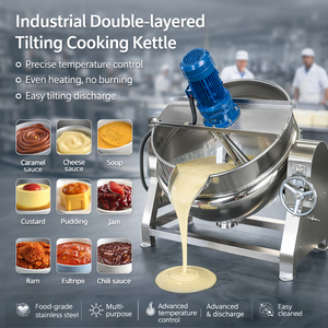 Olla Industrial con Chaqueta de Vapor y Mezclador, Olla Basculante para Cocinar Salsas, Mermeladas, Dulces y Sopas, Equipo para Procesamiento de Alimentos - Product Image 1