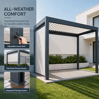 Pergola motorisée automatique à toit bioclimatique à lames orientables, structure en aluminium thermolaqué durable pour terrasse et espace extérieur