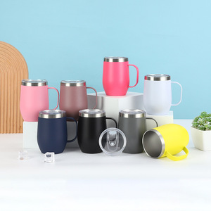 Biểu Tượng Tùy Chỉnh Tốt Nhất Bán 12Oz Thép Không Gỉ Hình Dạng Trứng Thăng Hoa Rượu Vang Cốc Cốc Cốc Với Xử Lý - Product Image 1