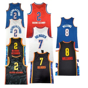 Grosir 2026 2 # Gilgeous-Alexander 7 # Holmgren 8 #   Jersey Bordir Pemain Pria dan Remaja Williams Jersey Basket Amerika - Product Image 1