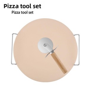 Juego de piedras para <span class=keywords><strong>pizza</strong></span> para exteriores con soporte de hierro, herramientas para hornear, cortador de <span class=keywords><strong>pizza</strong></span> de una sola rueda - Product Image 1