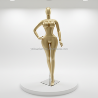 Mannequin féminin de corps entier en or mat de l'usine de Guangzhou, taille petite, hanches larges, mannequin de corps entier en or de grande taille