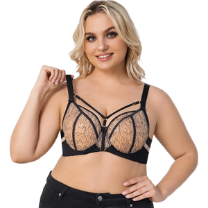 Reggiseno europeo americano Ultra-sottile in pizzo ricamato taglie forti con ferretto - Product Image 3