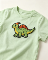 Patchs brodés thermocollants personnalisés en gros, motif dinosaure vert Kawaii, pour vêtements de bébé et chapeaux, applique à coudre