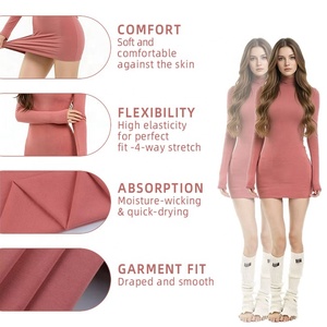 Kain Interlock Berbagai Warna 300gsm 94.5% Viscose 5.5% Spandex dengan Rajutan Satu Sisi yang Disikat untuk Gaun Bodycon <span class=keywords><strong>Mini</strong></span> Dress - Product Image 3