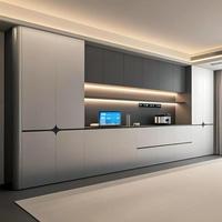 Buffet multifonctionnel sur mesure avec tiroirs à fermeture amortie pour salon, cuisine, cellier et rangement à vin