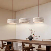 SIMIG Wabi-Sabi Vintage Naturel Rond Travertin LED Suspension pour Chambre Couloir Dîner Table