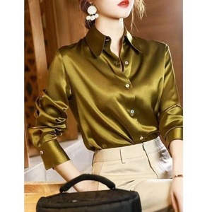 Chemisier Professionnel <span class=keywords><strong>Femme</strong></span> à Manches Longues et Col en Satin - Product Image 5