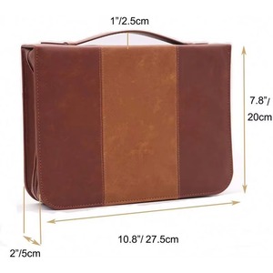 Muestra gratuita BSCI, funda para Biblia personalizada de poliéster PU marrón vintage con cremallera, tamaño grande para hombre y mujer - Product Image 3