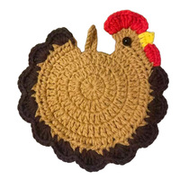 Sous-verres isolants en laine au crochet faits main, motif poussin créatif, forme irrégulière, décoration de bureau DIY