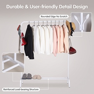 Single-Rod Metal Drying <strong>Rack</strong> Multi-Functional <strong>Freestanding</strong> <strong>Coat</strong> Stand Organizer Cloth <strong>Rack</strong> for Bedroom - Product Image 6
