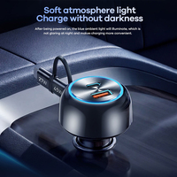Chargeur de voiture REMAX CC10 90W, USB C rétractable, charge rapide, 4 ports PD45W, adaptateur allume-cigare, câble Type C intégré de 80 cm