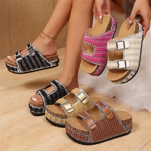 <span class=keywords><strong>Sandalias</strong></span> <span class=keywords><strong>de</strong></span> <span class=keywords><strong>Plataforma</strong></span> con Cuña para Mujer, Novedad 2026, con Cuentas, Suela <span class=keywords><strong>de</strong></span> <span class=keywords><strong>Corcho</strong></span> Doble, Antideslizantes, Casuales, para Playa - Product Image 1