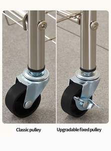 5-Layer Stainless Steel Movable Kitchen <b>Storage</b> Rack Household Metal <b>Vegetable</b> Fruit <b>Storage</b> <b>Basket</b> Stand Kitchen Trolley - Product Image 4