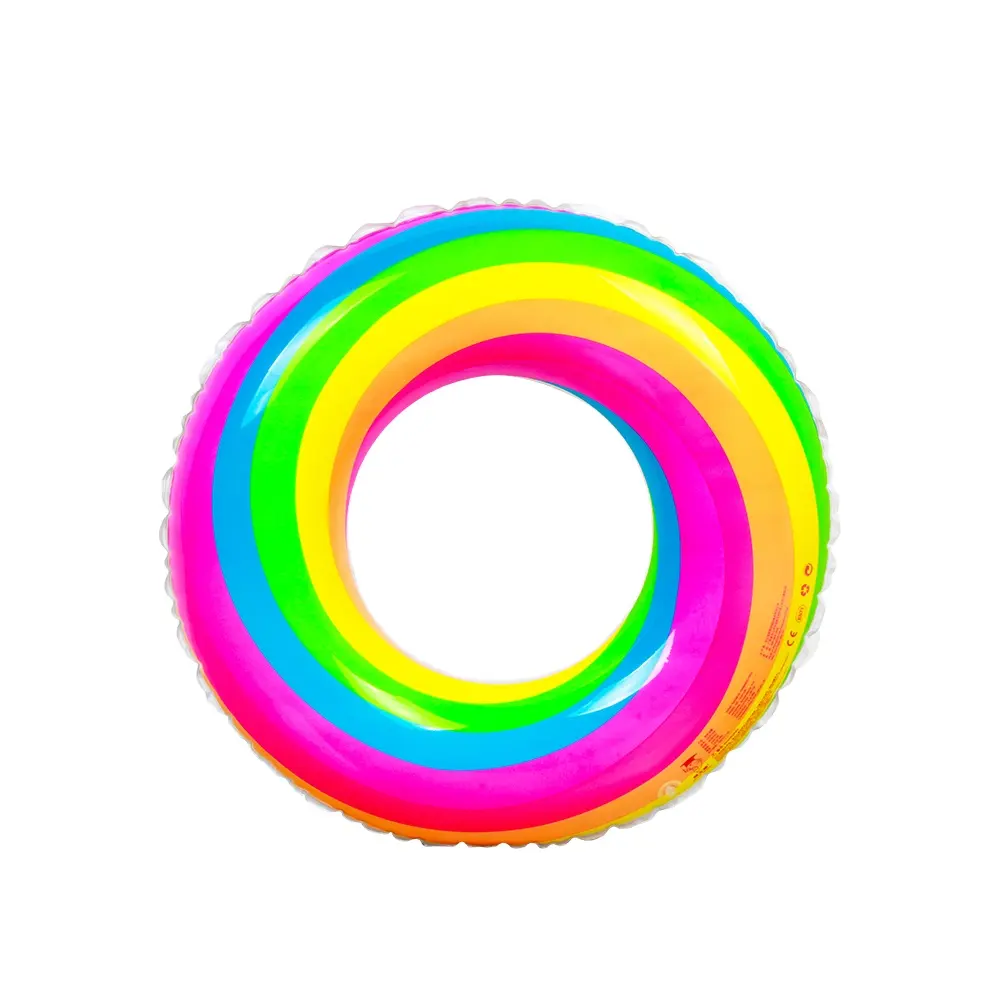 Spin the colorful rainbow swimming float swim ring swimming pool ring pool float