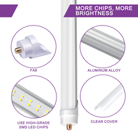 OEM ODM 5000K 6000K Lente esmerilada de doble fila Led T8 Tubo 72W 9000lm Fa8 Pin único 8 pies Bombillas LED