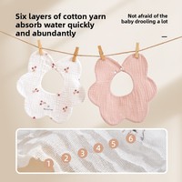 Bavoirs pour bébé en gaze de coton peigné 100% premium, ultra-doux, forme de fleur à pétales rotatifs à 360 degrés, pour nouveau-nés et nourrissons