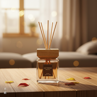 Diffuseur d'huiles essentielles en rotin boisé oriental - Parfum d'ambiance haut de gamme de style italien, longue durée (60-90 jours)