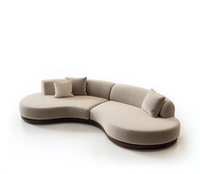 Modernes Weißes Konvertierbares Polstersofa-Set Geschwungenes 3-Sitzer Stoffsofa für Apartment, Hotel & Villa Wohnzimmer