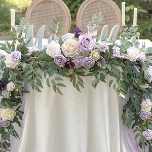 Couronne de fleurs séchées à chaud, <span class=keywords><strong>guirlande</strong></span> de vert d'<span class=keywords><strong>eucalyptus</strong></span>, décoration de mariage, de maison, roses artificielles décoratives, fleurs artificielles - Product Image 6