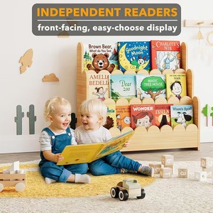 Estantería infantil de madera maciza de 3 niveles, rectangular, multiusos, para organizar la habitación de los niños - Product Image 1