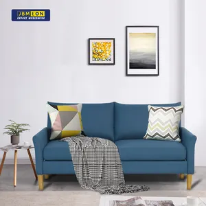 Canapé d'angle à mémoire de forme, 2 places, rembourré, en tissu confortable, bleu marine, style moderne