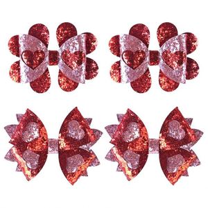 Handmade Elegant Metal Hair <b>Clips</b> Valentine's Day Shiny Love <b>Bow</b> for Little Girls Perfect Gift with Ribbon - Product Image 1