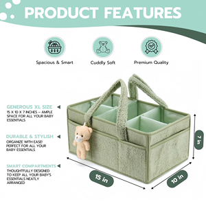 Panier de rangement <span class=keywords><strong>pour</strong></span> couches de bébé, sac à couches en polaire Teddy, organisateur <span class=keywords><strong>pour</strong></span> <span class=keywords><strong>table</strong></span> à <span class=keywords><strong>langer</strong></span> - Product Image 4