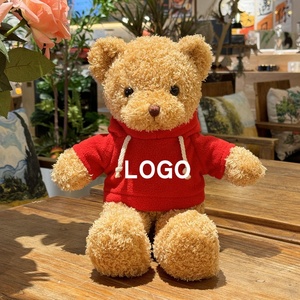 Logo Hoodies hayvan Plushies T-shirt giysileri ile 30cm özel peluş oyuncak ayı doldurulmuş oyuncak - Product Image 6