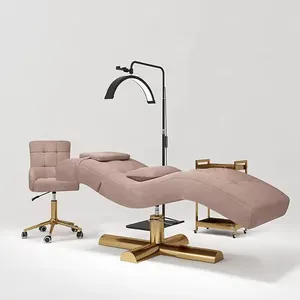 Mobilier moderne pour salon de beauté table de massage manuelle rose lit de massage des cils de luxe incurvé et esthétique
