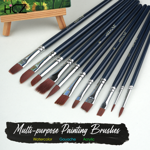 Ensemble <span class=keywords><strong>de</strong></span> pinceaux à peinture acrylique en nylon <span class=keywords><strong>de</strong></span> haute qualité avec manche en bouleau massif, 11 pièces, logo personnalisé, <span class=keywords><strong>fournisseur</strong></span> <span class=keywords><strong>de</strong></span> pinceaux pour artistes - Product Image 1