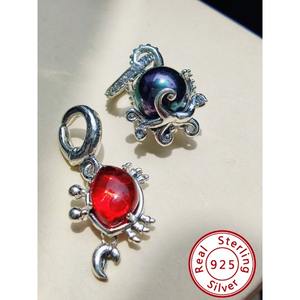 Colgante de moda unisex de la serie Océano con broche redondo de plata de ley 925 y circonita, ideal para joyería DIY, venta al por mayor. - Product Image 2