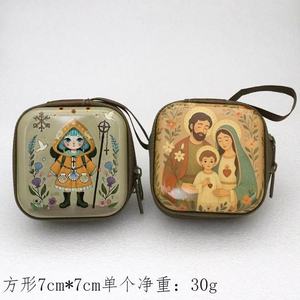 13 patrones rezando a Jesús María bolsa de monedas de joyería cuadrada con doble cremallera almacenamiento Rosario rosarios bolsa caja contenedor - Product Image 4