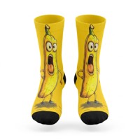Chaussettes amusantes à motif banane, avec logo personnalisé imprimé sur le bord et le bas, légères, respirantes, pour l'été, pour jeunes, pour les fêtes et la maison