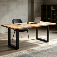 Table de salle à manger moderne en bois massif avec pieds en métal en forme de U, idéale pour la salle à manger, le bureau et le bureau informatique