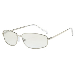 Lunettes de soleil ovales vintage tendance 2026 personnalisables avec logo, protection UV400, monture métallique argentée, style Y2K pour femmes et hommes - Product Image 6