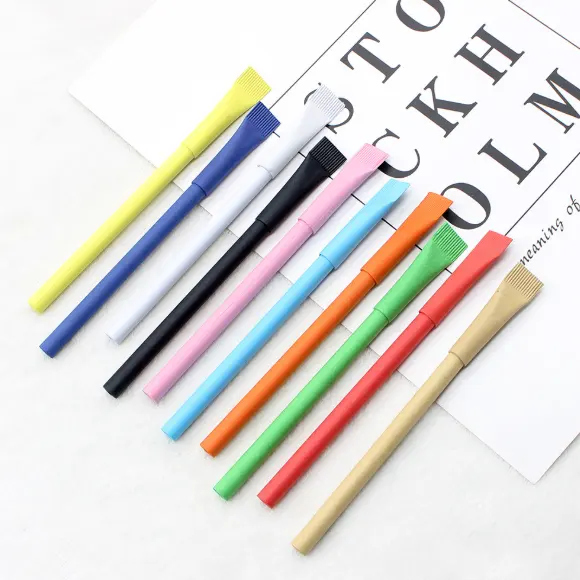 BECOL Offre Spéciale stylo à bille écologique stylo à bille en papier kraft multicolore stylo publicitaire personnalisé avec logo pour cadeaux