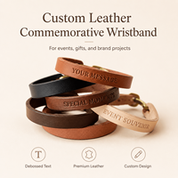 Bracelet en cuir véritable gravé au laser personnalisé avec nom et logo pour homme et femme, cadeau d'anniversaire, vente en gros