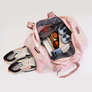 Sacs fourre-tout imperméables de voyage pour femmes sac de sport sac de sport rose avec compartiment à chaussures pour la natation et le yoga