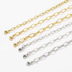 Minimalista Não Tarnish 4/5/6mm 18K Banhado A Ouro Aço Inoxidável Paperclip Cadeia Colar para Homens Mulheres - Product Image 1