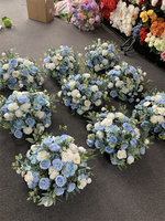 Centres de table à fleurs en soie bleu et blanc 50cm boule de fleurs centres de table de mariage fleur pour la décoration de mariage