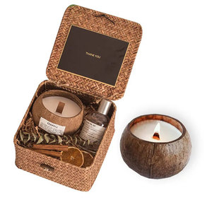 Cuencos de cáscara de coco de lujo <span class=keywords><strong>Vela</strong></span> perfumada con mecha de madera, caja de regalo de coco de San Valentín - Product Image 1