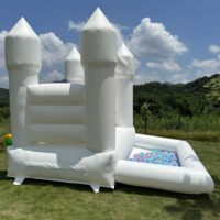Château gonflable blanc pour extérieur, château gonflable pour enfants, château gonflable Minnie pour mariage avec piscine, vente en gros de ballons