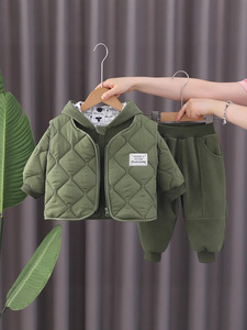 Vêtements pour enfants garçons velours ensemble automne hiver vêtements garçons Cool et beau bébé <span class=keywords><strong>gilet</strong></span> polaire chaud veste trois pièces ensemble - Product Image 5