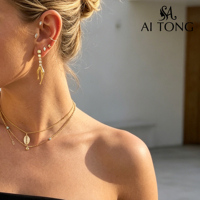 Boucles d'oreilles pendantes personnalisées en gros, plaquées or, avec perles, motif abstrait végétal et pompons, pour femmes, cadeau quotidien, bijoux de mariage