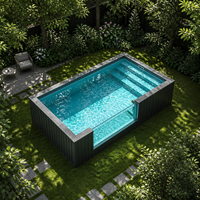 Piscine hors sol en fibre de verre de 20 pieds ou 40 pieds avec fenêtre en verre, accessoires complets, pour jardin familial