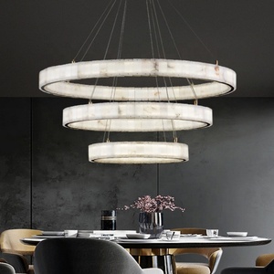 Sala de estar Villa alabastro anillo de tres niveles círculo candelabro de mármol español hoteles candelabros de anillo remoto y luces colgantes - Product Image 1