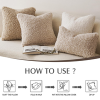 Housse décorative en fausse fourrure bouclée texturée effet laine Teddy pour coussin lombaire, canapé, chambre, voiture, couleur kaki