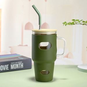 32oz <b>Insulated</b> Glass Car <b>Mug</b> With Handle and Heat-Resistant Silicone Sleeve - Product Image 5